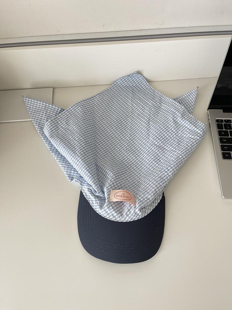 Korean Ins Blogger Plaid Hijab Cap Children 25 Spring Summer Babes Strap Cap Baseball Cap