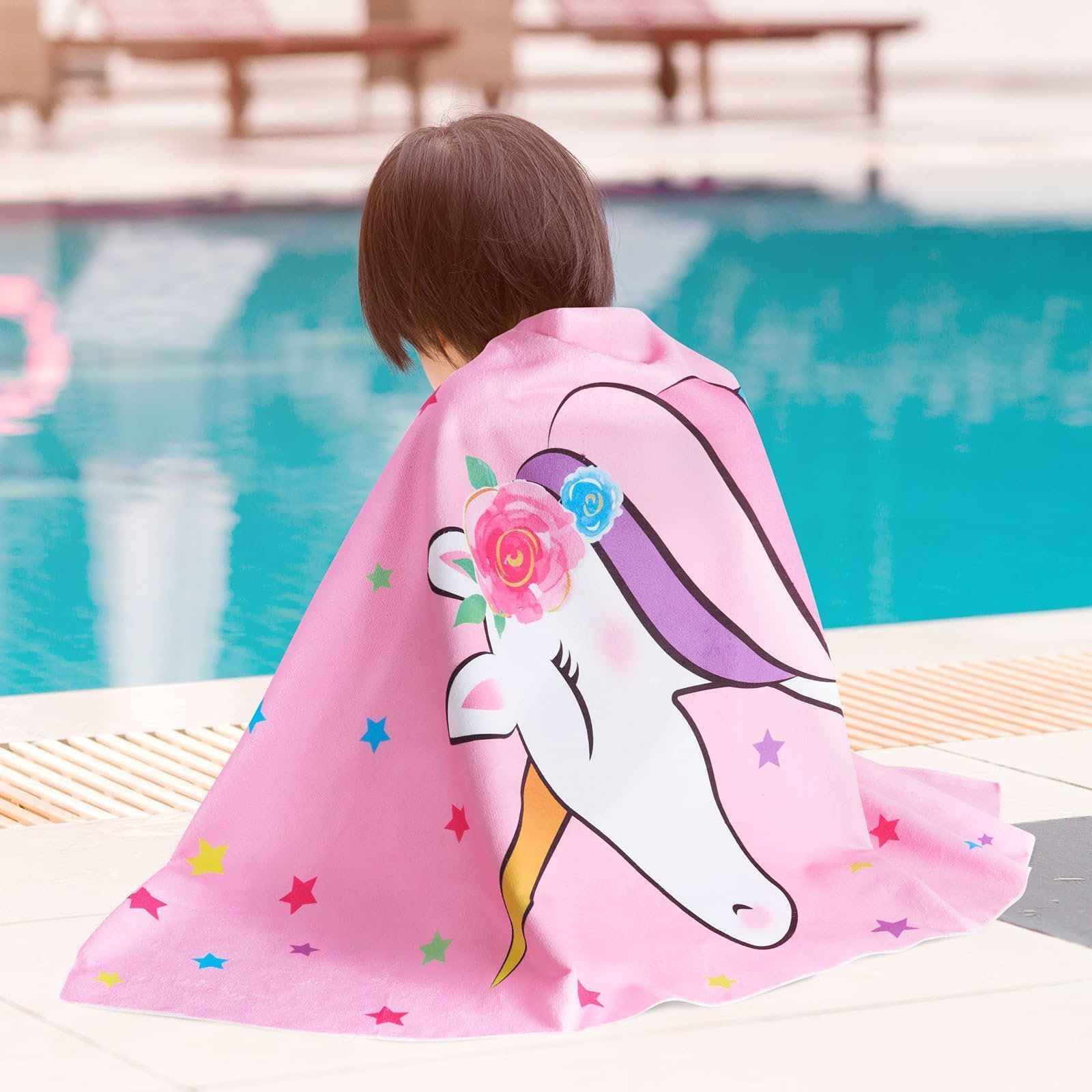 

Oversized Pink Unicorn Beach Towel for Girls Quick Dry Microfiber Lightweight Magical Pool Travel Towel for Kids W30*H60(CM)