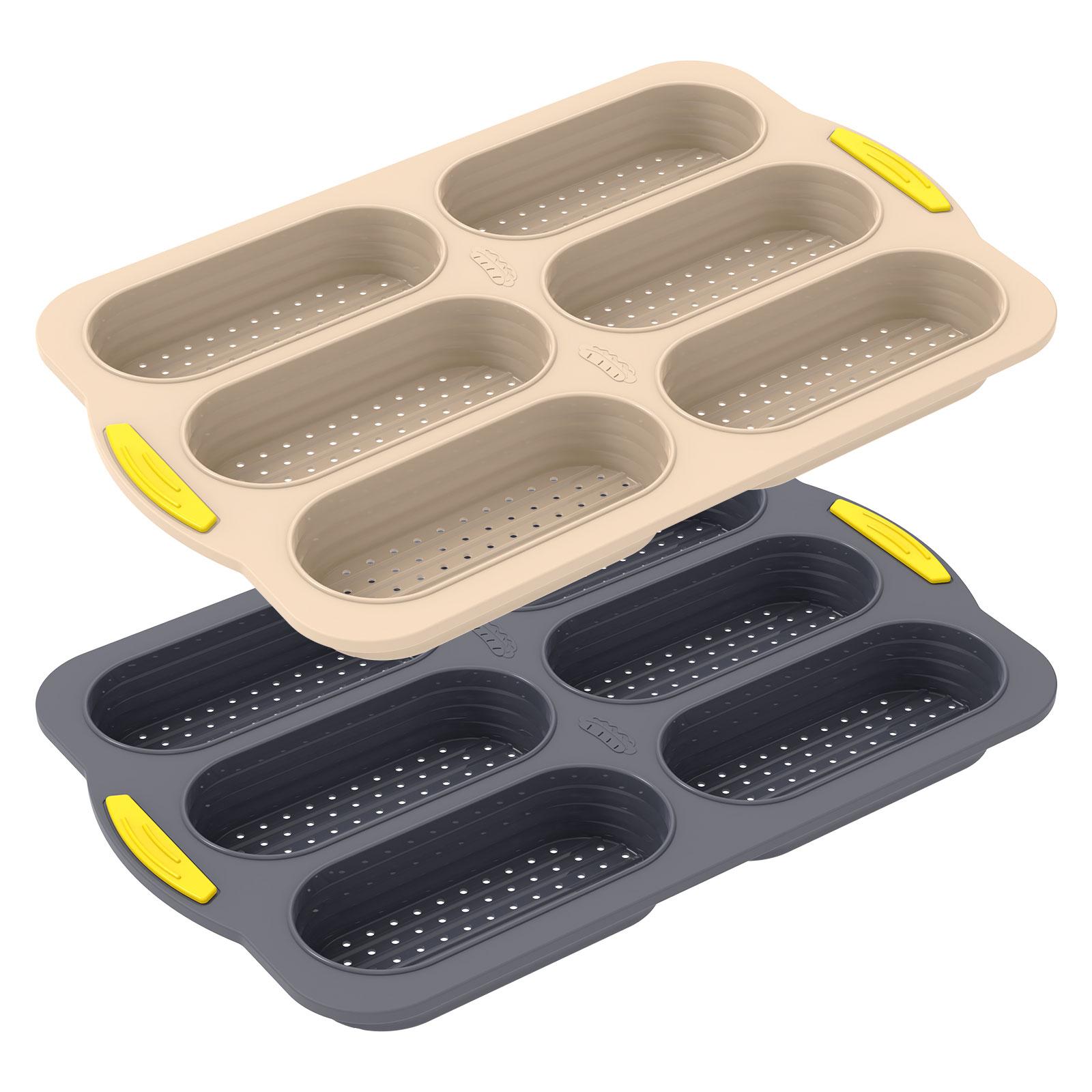 

2Pcs 6 Cavities Silicone Bread Loaf Pan Nonstick Loaf Pan Heat Resistant Bread Mold Dishwasher and Microwave Safe for Kitchen