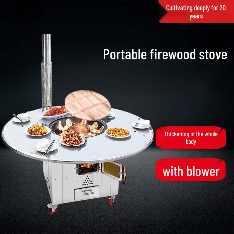 Beifu Mobile Stainless Steel Iron Pot Stew Stove Table