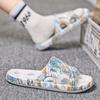 Fashion Printed Bathroom Shower Slippers Man Hollow Out Leak Women Slides Summer Eva Shoes Soft Anti-Slip Couple Indoor Outdoor Sandals