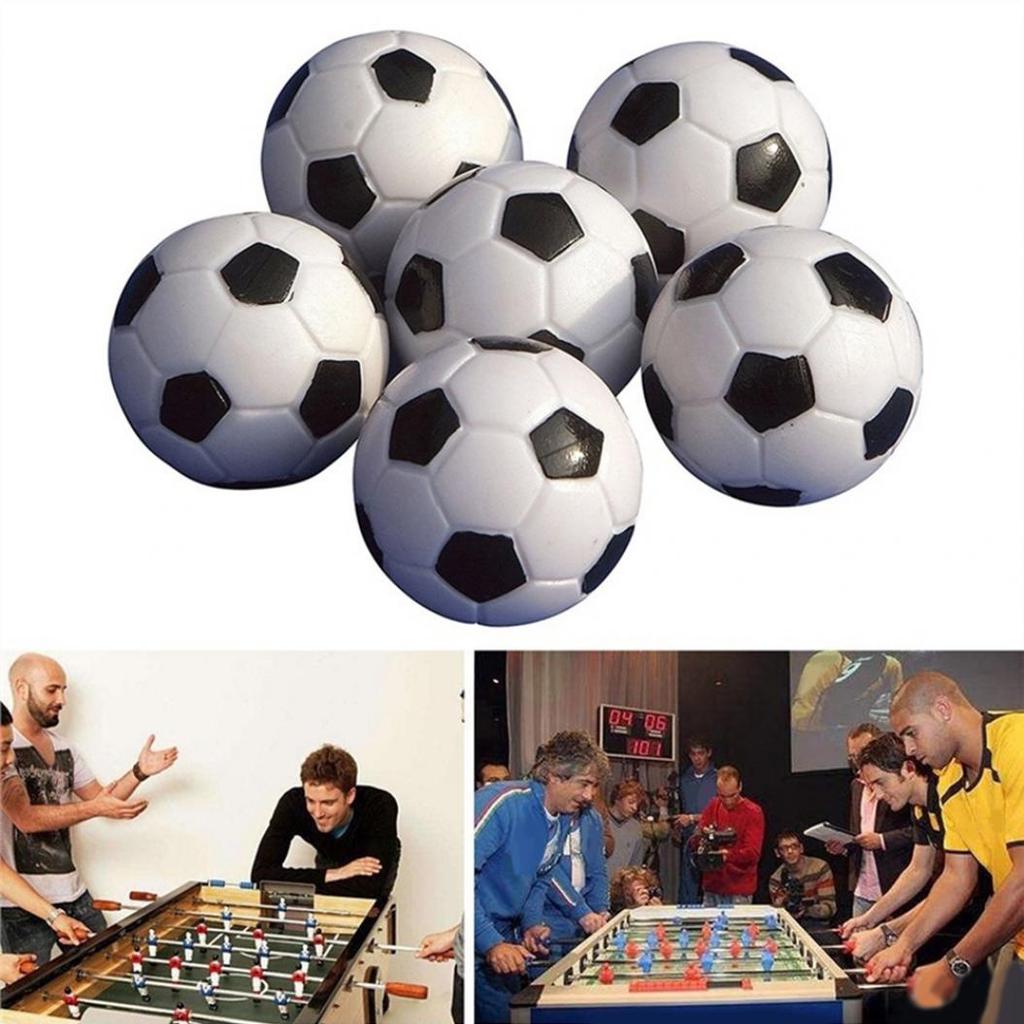 6Pcs 32mm Mini Black + White Plastic Table Football Balls Games Toy Accessories