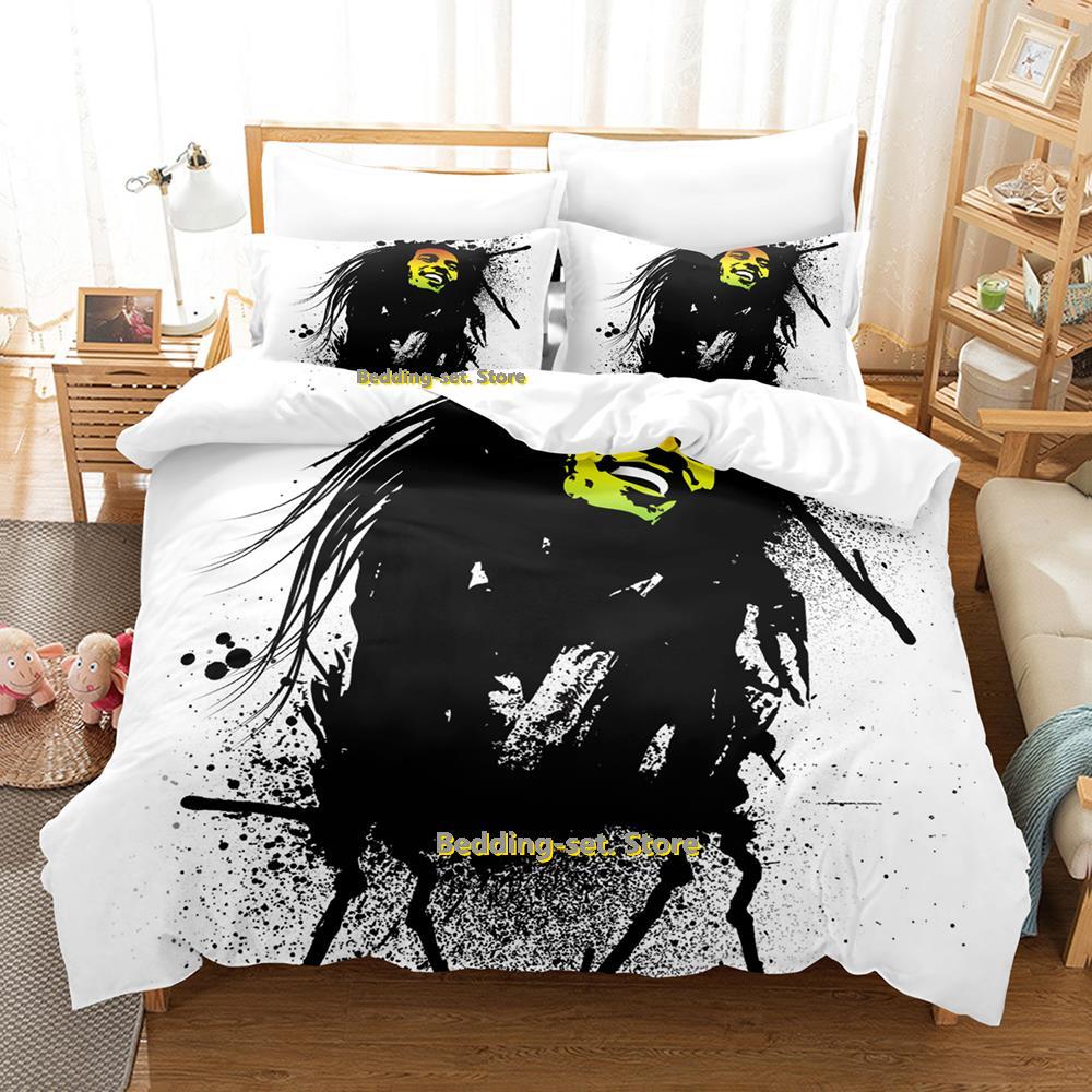 Singer Bob Marley Bedding Set Cartoon Anime Three-piece Set Adult Kid Bedroom Duvetcover Sets Cool Print Letto Matrimoniale