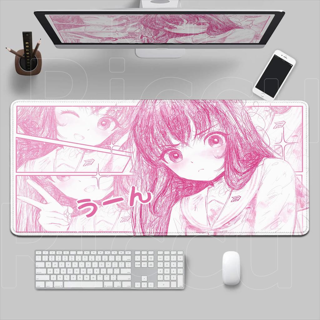HD Printing Pretty Thread Draft Girl Laptop Mousepad PC Gaming Mouse Pad Computer Mouse Mat Non-slip Carpet Keyboard Mat Deskmat