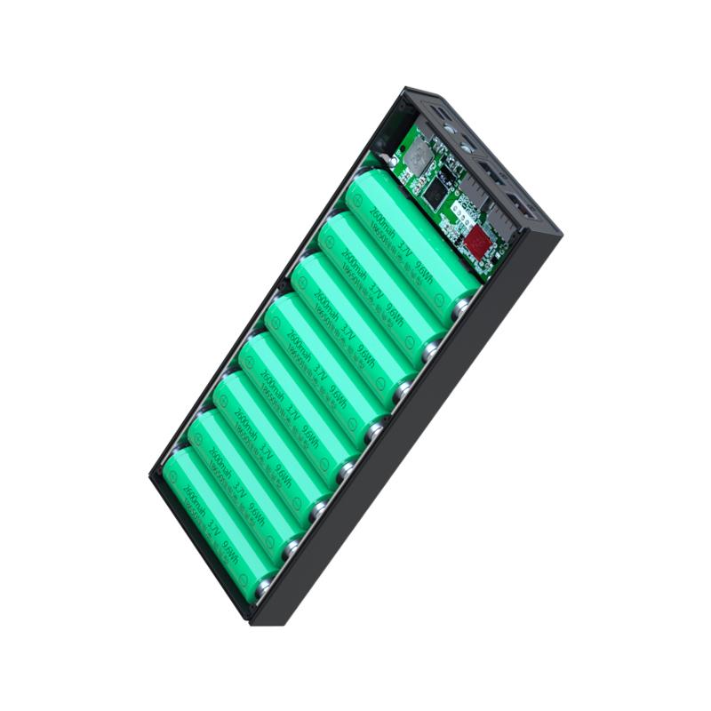 

CX8 18650 аккумуляторный ящик DIY чехол для внешнего аккумулятора 18650 ящик для хранения аккумуляторов PD QC3.0 USB 10 Вт быстрая беспроводная зарядка Basic version чёрный