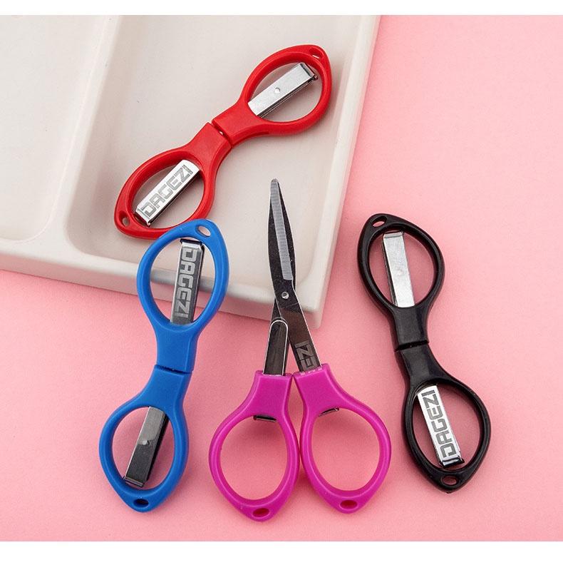 Multi Functional 8 Shaped Retractable Folding Scissors Stainless Steel Scissors Portable Outdoor Travel Scissors