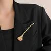 Vintage Long Leaf Pin French Style Metal Glossy Brooch Uniform Ginkgo Leaf Brooch  Party