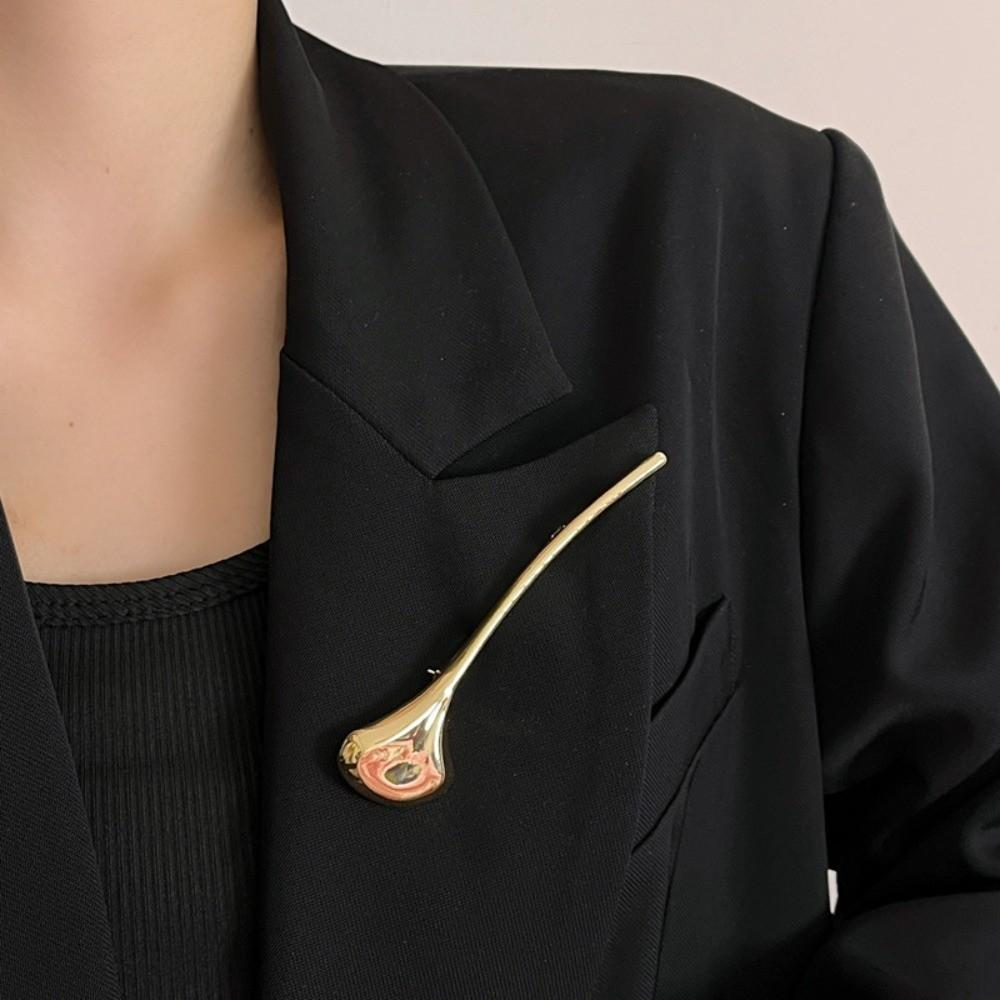 Corsage Ornament Ginkgo Leaf Brooch French Style Metal Glossy Brooch  Western-style Clothes