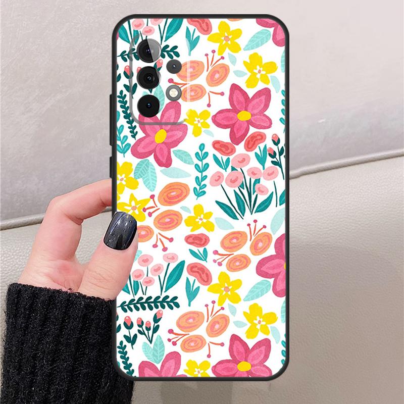 Floral Theme Pattern For Samsung Galaxy A37 A17 A57 A55 A35 A15 A32 A12 A52 A54 A34 A14 A56 A36 A16 A13 A53 Case