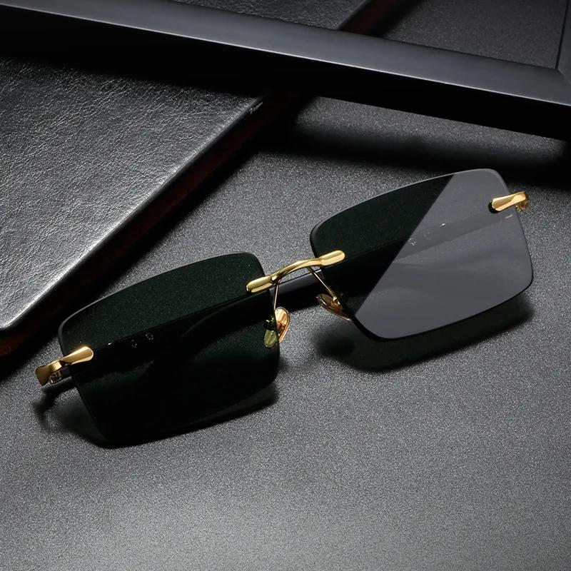 Rimless Sunglasses Rectangle Fashion Popular Women Men Shades Small Square Sun Glasses For Female Male Summer Travel
