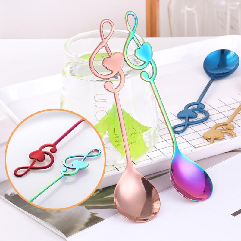 1pc 304 stainless steel note heart-shaped spoon coffee dessert spoon children's large dining spoon