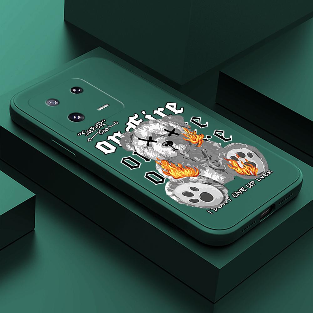 

Чехол для телефона с мультяшным красочным узором, квадратный, жидкий, силикон, TPU, полное покрытие камеры, противоударный защитный чехол для Xiaomi Redmi iPhone Redmi Note 10 Pro темно-зеленого