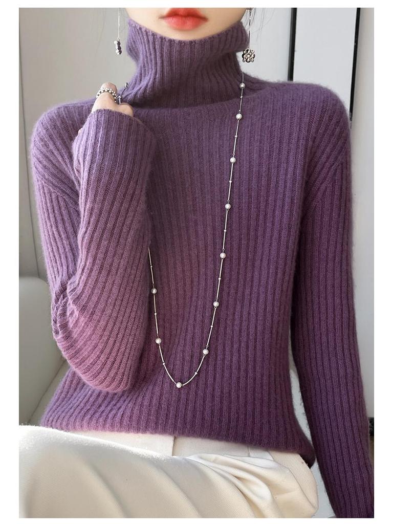 Damen Strickpullover mit hohem Kragen: Lässiger, schlank geschnittener Pullover für Herbst und Winter