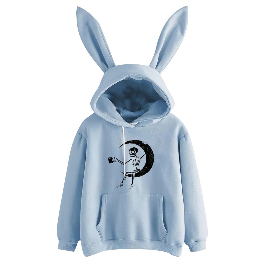 Women's Casual  Cap Drawstring Print Long Sleeve Hooded Sweatshirt