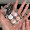 Planet Four- Diamond Glitter Eyeshadow Palette Aurora Purple Metallic Shimmering Baked Powder Highlighter Eye Shadow Makeup