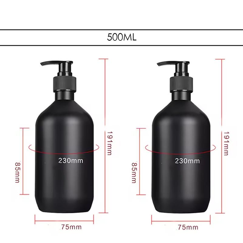 Matte Black 300/500ML Liquid Soap Dispenser Refillable Shampoo Conditioner Body Lotion Container for Bathroom Supplies Hotel