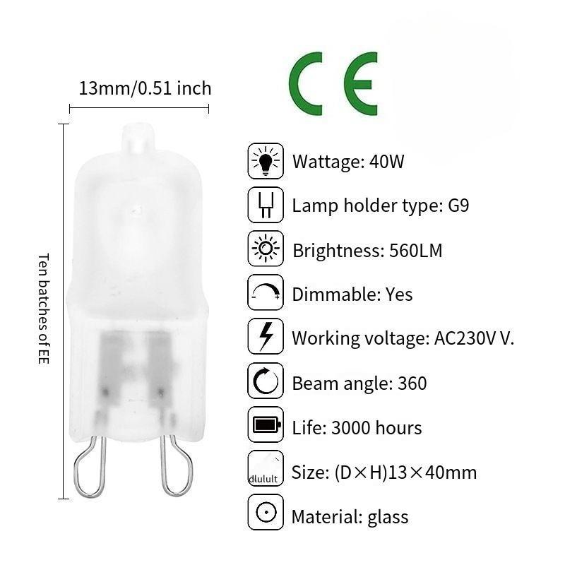 G9 220V 40W Halogen Light Bulb Pin Base Lamp Bead - Specialized for Wax Melt Aromatherapy Lamps, High Temperature Resistant