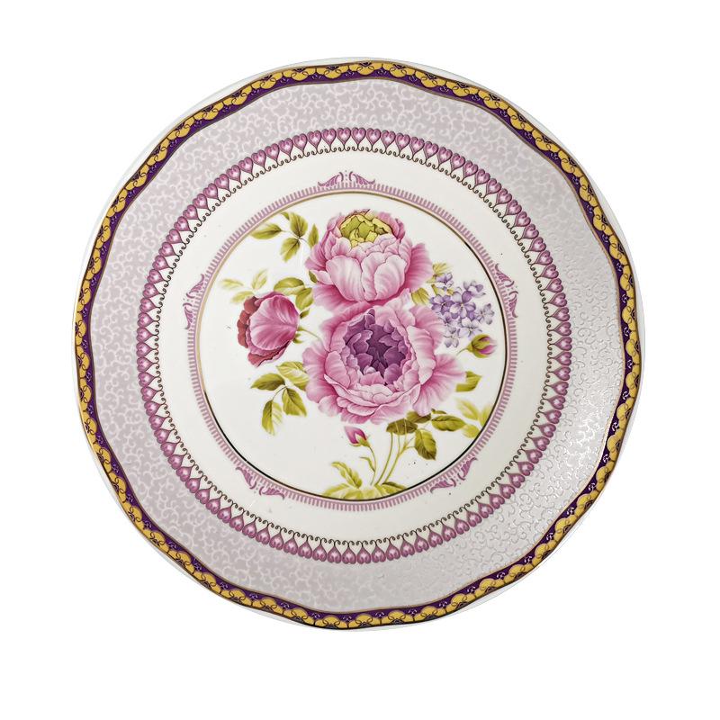 Chinesische Keramikplatte Haushalt 8 Zoll Flache Platte Französisch Vintage Westliches Geschirr Blütchen Porzellan China Tafelgeschirr Backen
