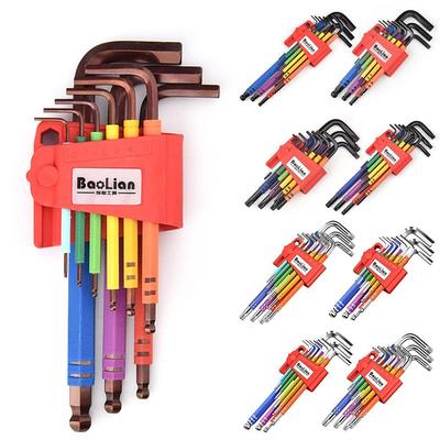 9-teiliges Hochwertiges 1,5mm-10mm Inbusschlüssel-Set Kugelkopf Farb-Torx-Schlüssel-Set Handwerkzeuge L-förmiger Sechskantschlüssel