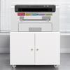 White Mobile Metal Printer Cabinet with Door & Adjustable Shelf, Rolling Storage File Cabinet for Home Office & Small Spaces