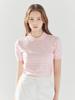 LORDLOAR Striped Round Neck Collar Knit Pink
