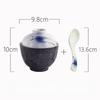4 Zoll Japanische Keramik-Dampfgar-Schale Handbemalt mit Deckel Suppentasse für Eierpudding Vogelnester