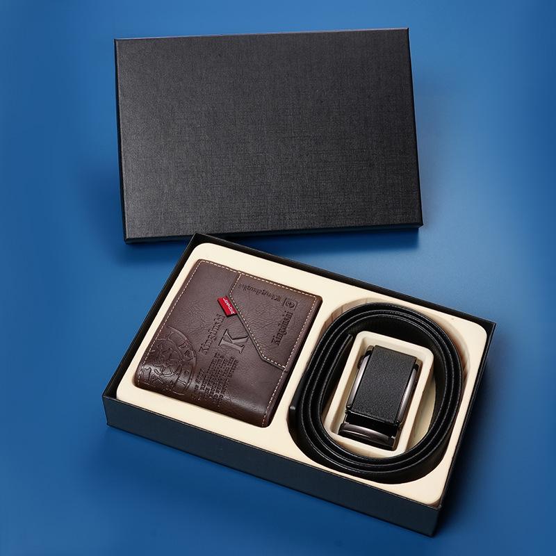 

Мужской случайный подарок ремень кошелек подарочная коробка автоматическая пряжка брючный ремень набор кошельков подарок подарок 130cm