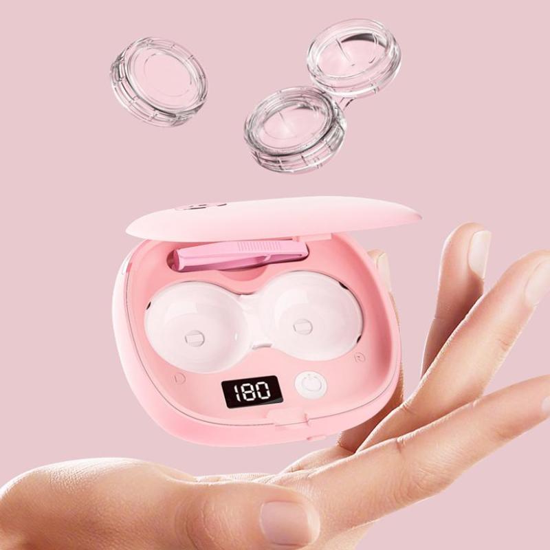 Contact Lens Ultrasonic Cleaning Machine Small Size Travel Rechargeable 3 Gear Cleaning Modes With Mirror Cleaning Box Adults
