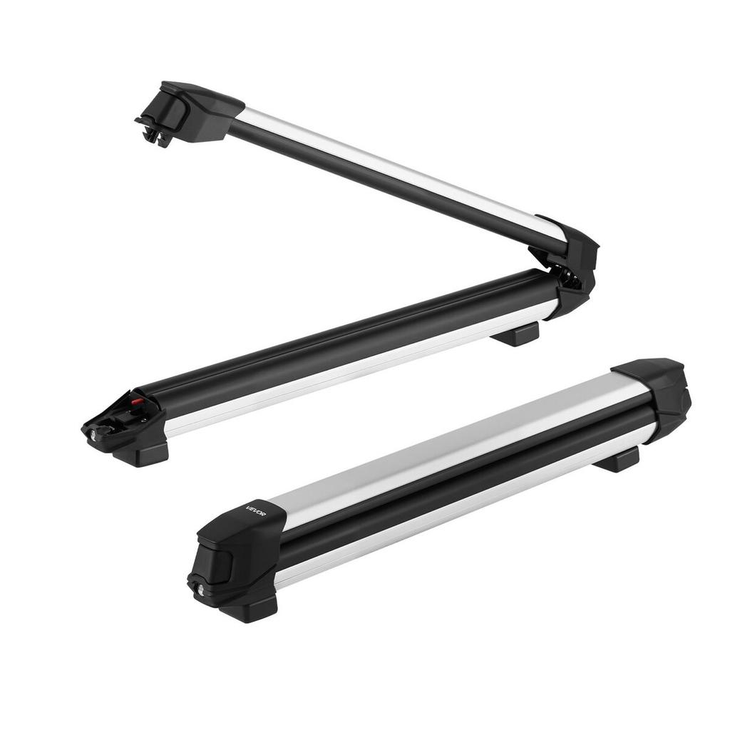 Ski & Snowboard Roof Rack, Carry up to 6 Pairs of Skis or 4 Snowboards, 2 PCS Aluminum Universal Car Roof Rack Top Holder with Lock & Rubber Padding