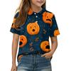 Kids Halloween Graphic Polo Shirt Casual Short Sleeve Tee with Button Collar Comfortable Fit for Boys and Girls
