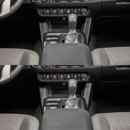 2Pcs For Toyota Tacoma 2016- Carbon Fiber Interior Floor Console Cover Trim