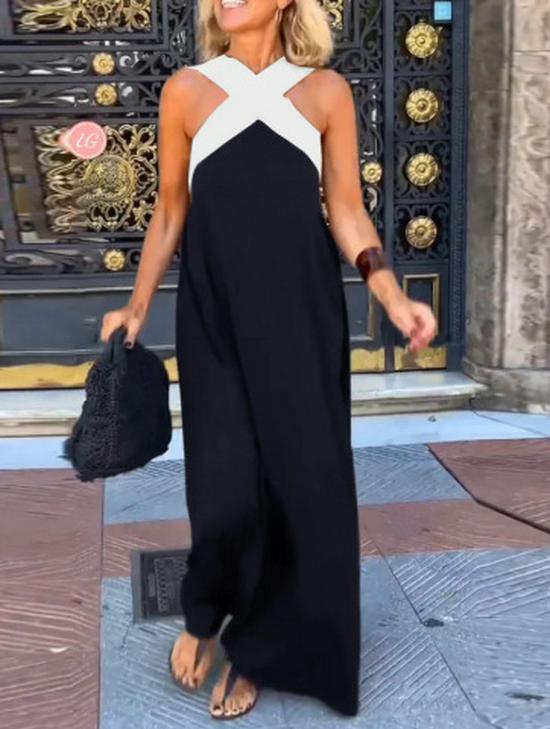 2025 Summer Sexy Backless Cross Long Dress for Women