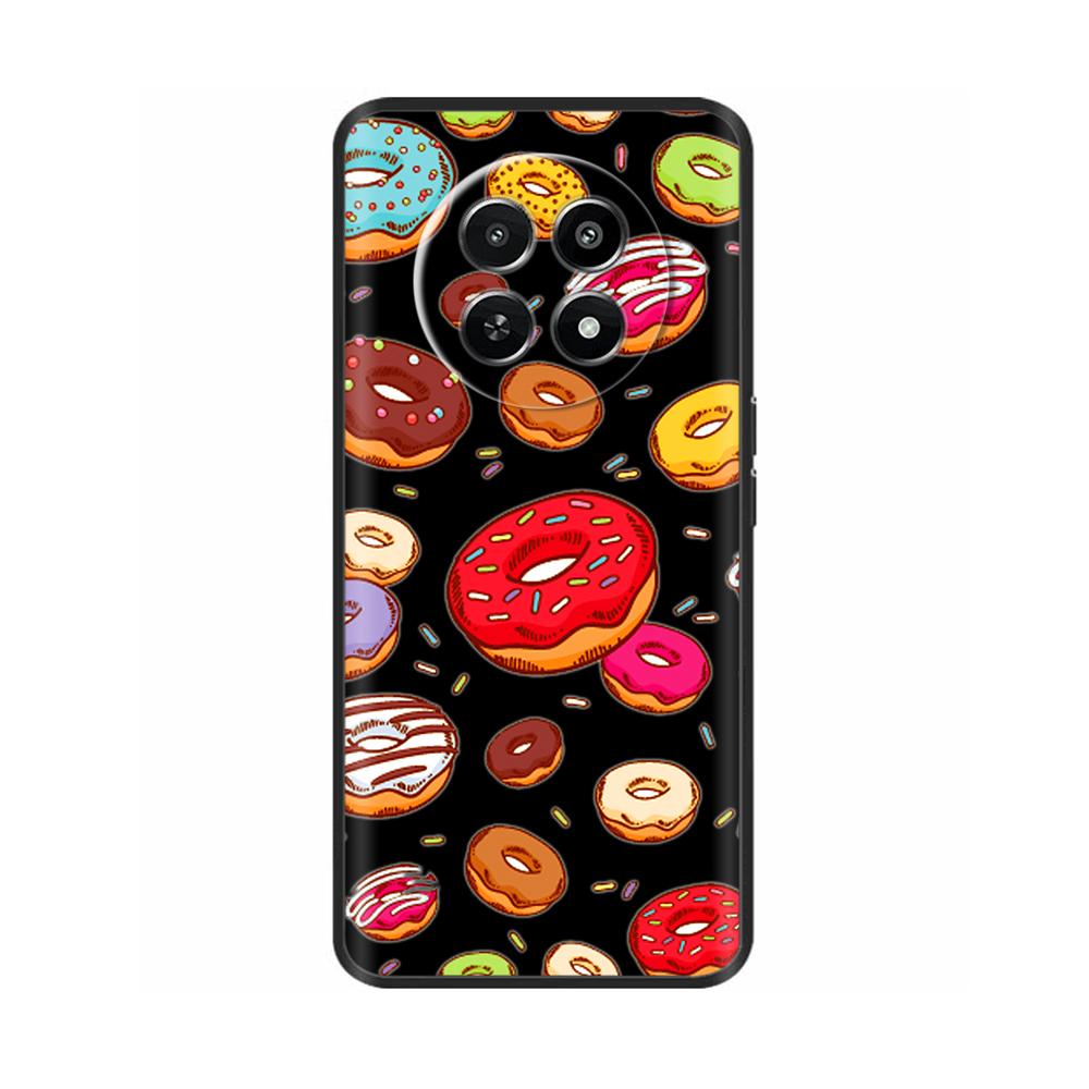 Für Realme 12 5G 12X Handyhülle Cover Blumen Aufdruck Weiches Schwarzes TPU Fundas Für Realme12 12 X Bumper Schale Para Coque Etui Capas