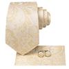 Hi-Tie Floreale Champagne Avorio Cravatta Elegante da Uomo Fazzoletto Gemelli per Smoking Moda Classica Seta Lusso Cravatta per Uomo