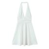 2025 Spring/Summer Women's Slim Solid Color Halter Neck High Waist Mini Dress