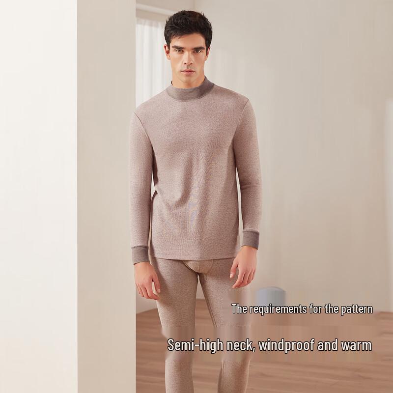 Dingguagua Pure Cotton Semi-High Collar Thermal Underwear Set