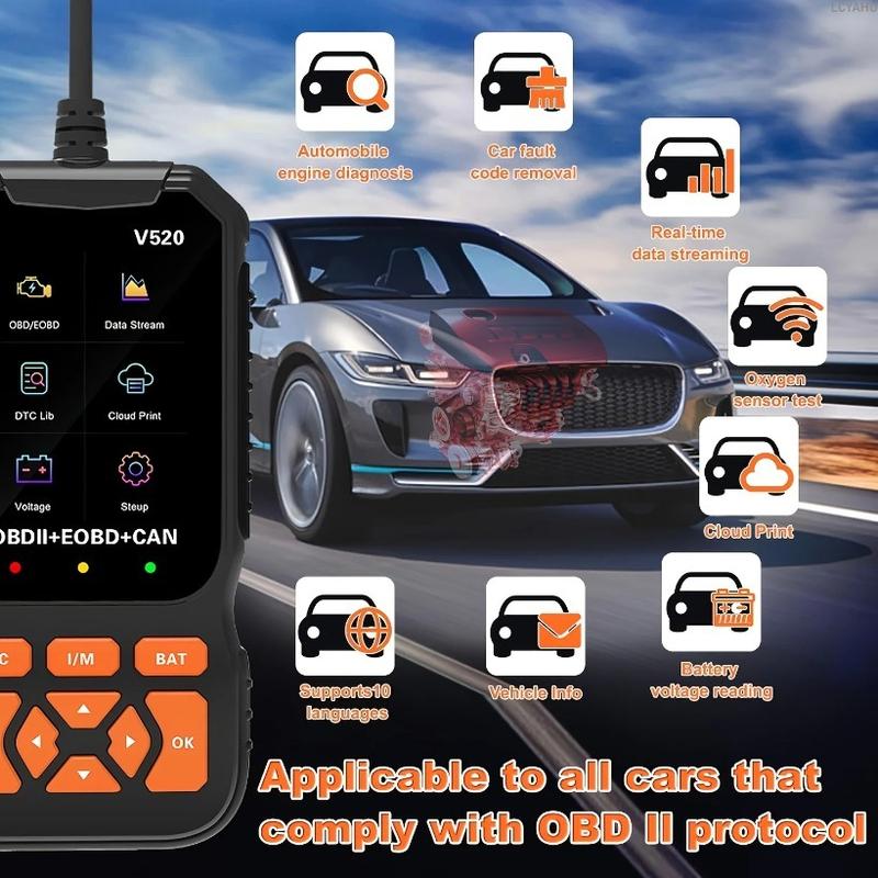 Scanner Diagnostico OBD2 V520 per Auto Lettore Codici Auto Strumento di Reset Spia Motore Dati in Tempo Reale Multilingua Strumento di Scansione Errori