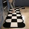 Kitchen Carpet Pvc Waterproof Floor Mat Leather Oil-proof Non-slip Foot Mats Long Carpets Black White Rug Home Decoration Rugs