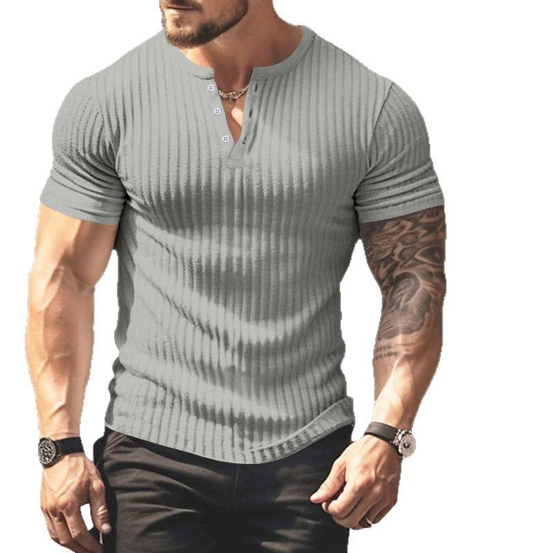 Solid Color Summer New Men's T-shirt Casual Knit Short Sleeve T-shirt