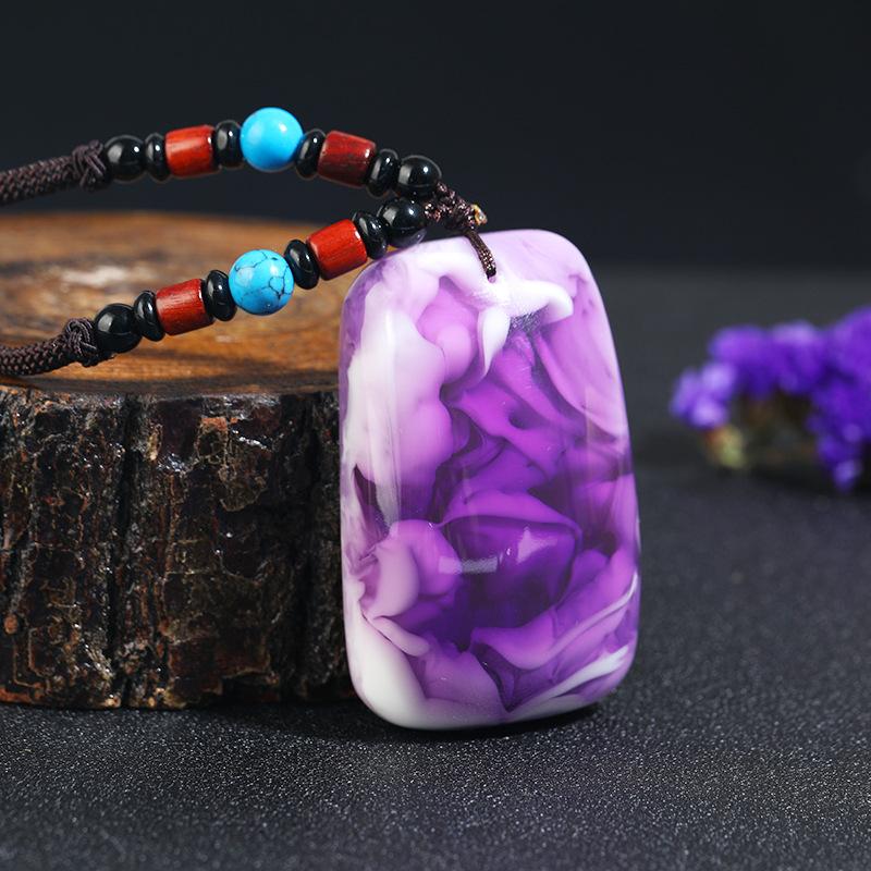 

Retro imitation purple beeswax long sweater chain simple versatile necklace women s fashion pendant pendant ethnic style accessories