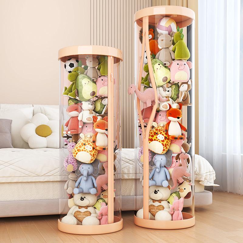 Stuffed Animal Storage Tube, Large Capacity Toy Storage Organiser with Zipper, Wheels Toy Holder for Toddler Rooms, Playrooms & Bedrooms