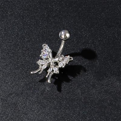 Schmetterlingsschleife Bauchnabelringe Edelstahl Zirkon Nabelpiercing Ring Für Frauen Mädchen Sexy Körperschmuck Geschenke
