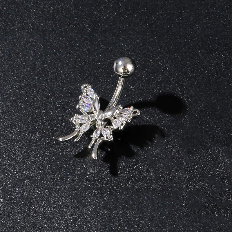 Prsteny do pupíku s motýlkovou mašlí Nerezová ocel Zirkon Piercing do pupíku pro ženy Dívky Sexy šperky na tělo Dárky