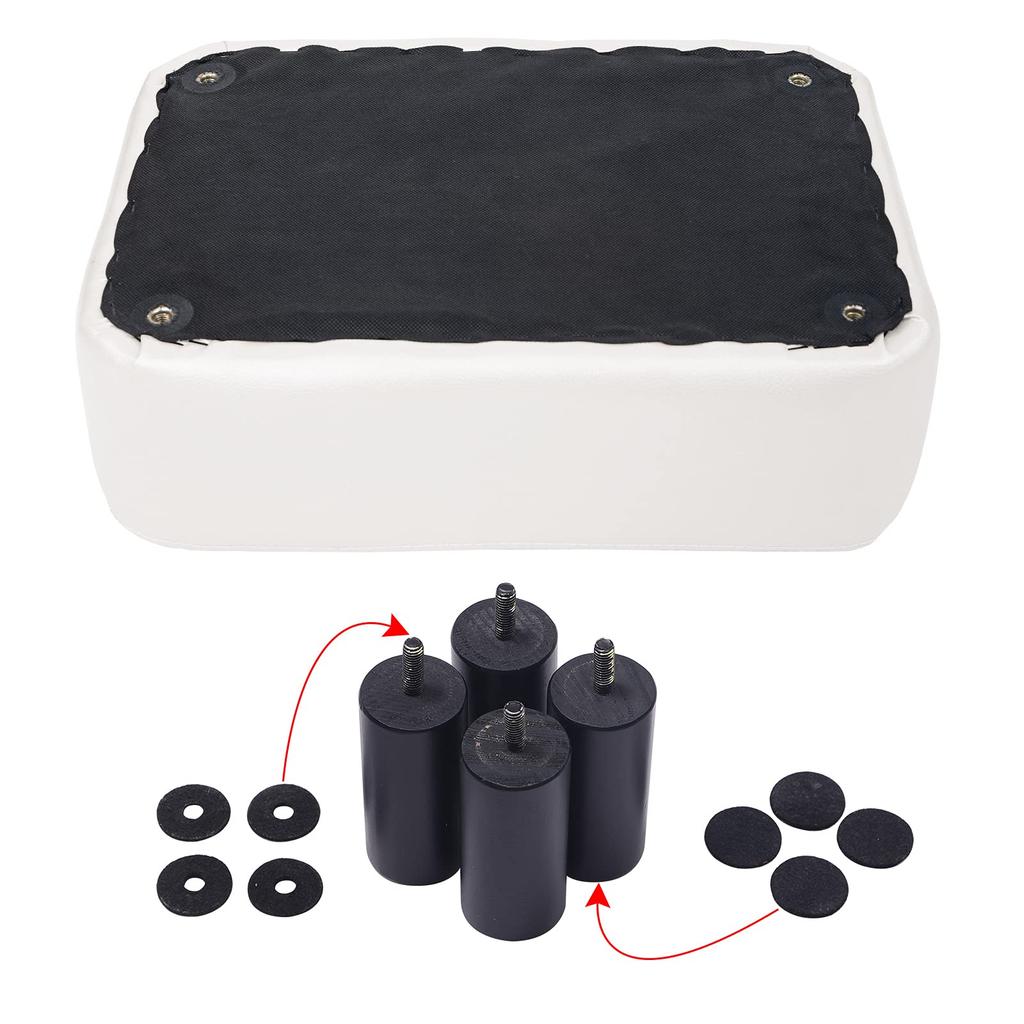 IBUYKE Small PU Leather Ottoman Modern Home Living Room Bedroom Rectangular Stool with Padded Seat and Pine Wood White Footstool, Footrest, Legs,