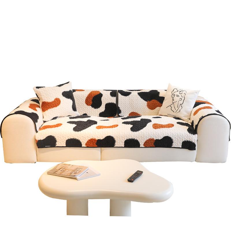 Winter Milk Velvet Puff Simple Thickened Plush Sofa Cushion Non-slip Sofa Cover Cover Towel Universal for All Seasons