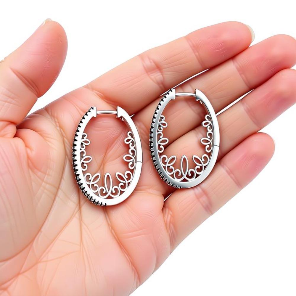 Black Awn Чорні великі овальні сережки-кільця