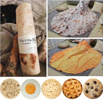 WOSTAR Soft Warm Flannel Tortilla Pizza Food Blanket Mexican Pita Lavash Fleece Plaid Winter Fluffy Plush Thick Throw Blankets