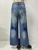 2026 Spring Women's High-Waisted Retro Wide-Leg Jeans - Washed, Faded, Loose, Straight, Floor-Length