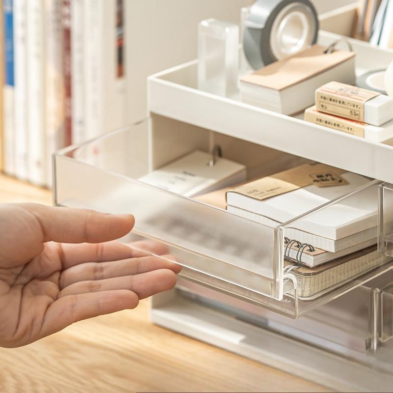 Desktop High Aesthetic Minimalist Storage Box, Large Capacity Dust-proof Plastic Pen Holder