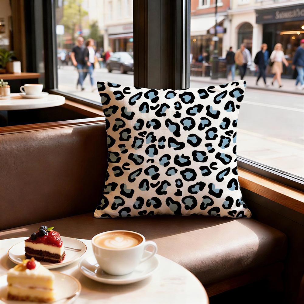 Leopard print pattern Cushion Cover Set of Short Plush Pillow Covers for Sofa Soft Cushion Case